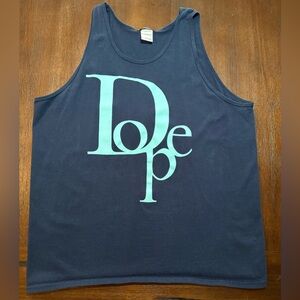 DOPE Navy Blue Tank with Teal Design XL